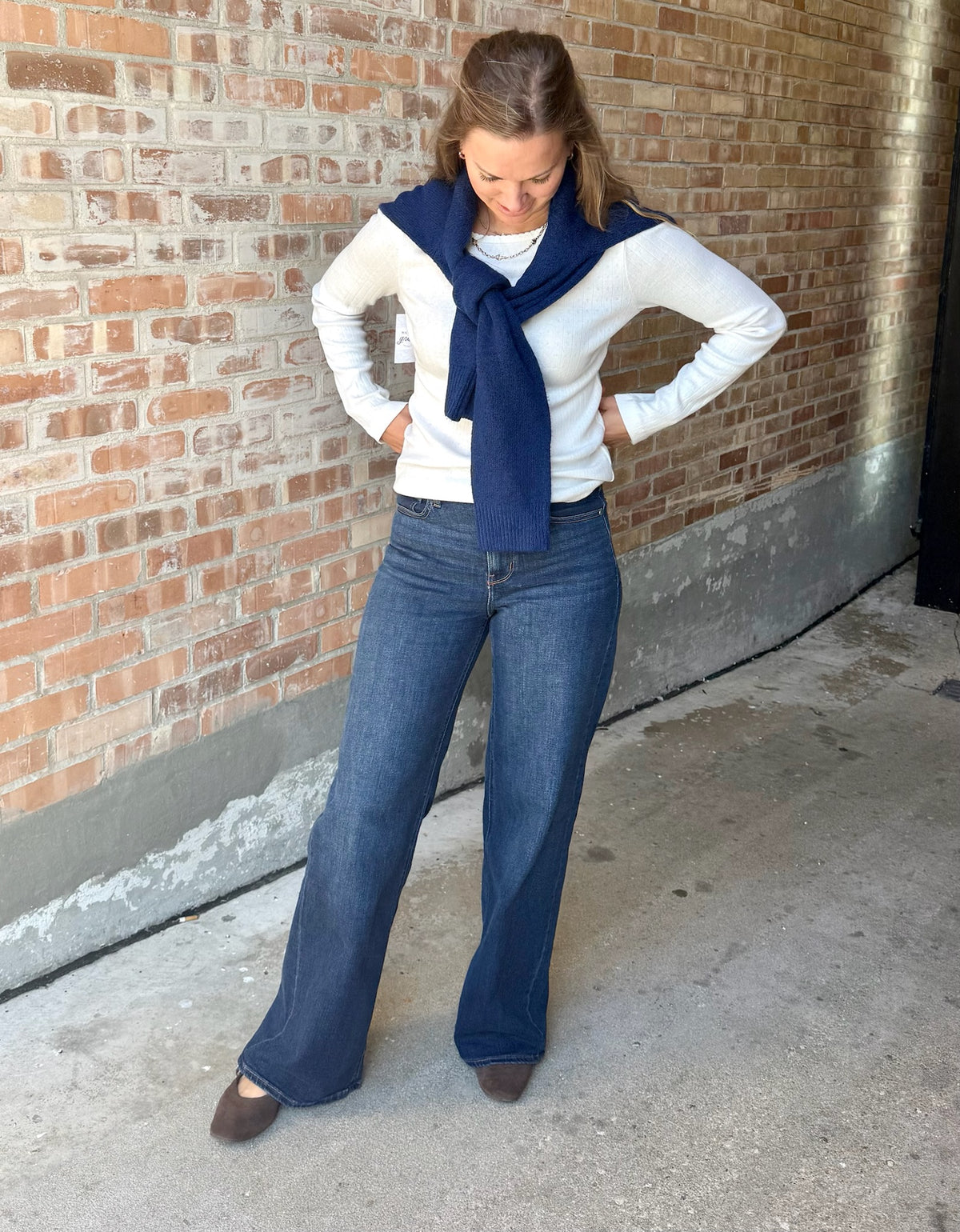 Marled Knit Sweater Cardigan - Navy