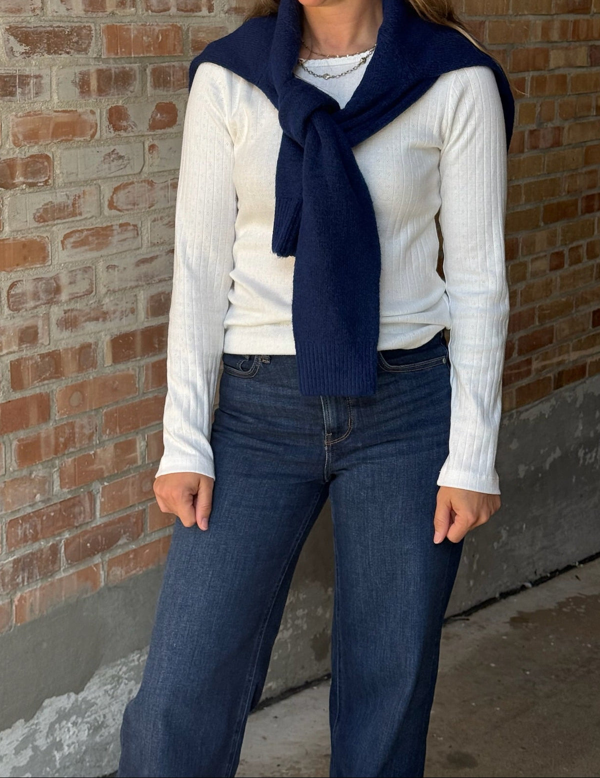 Marled Knit Sweater Cardigan - Navy