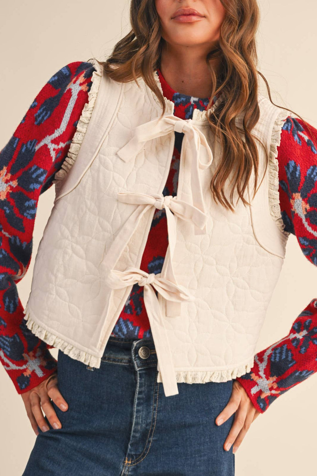 Quilted Tying Vest