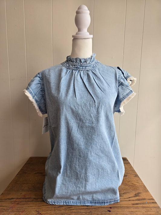 Denim Ruffle Top