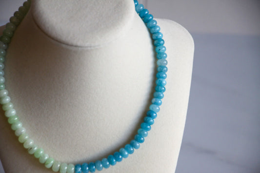 Two Tone Gemstone Necklace- Blue