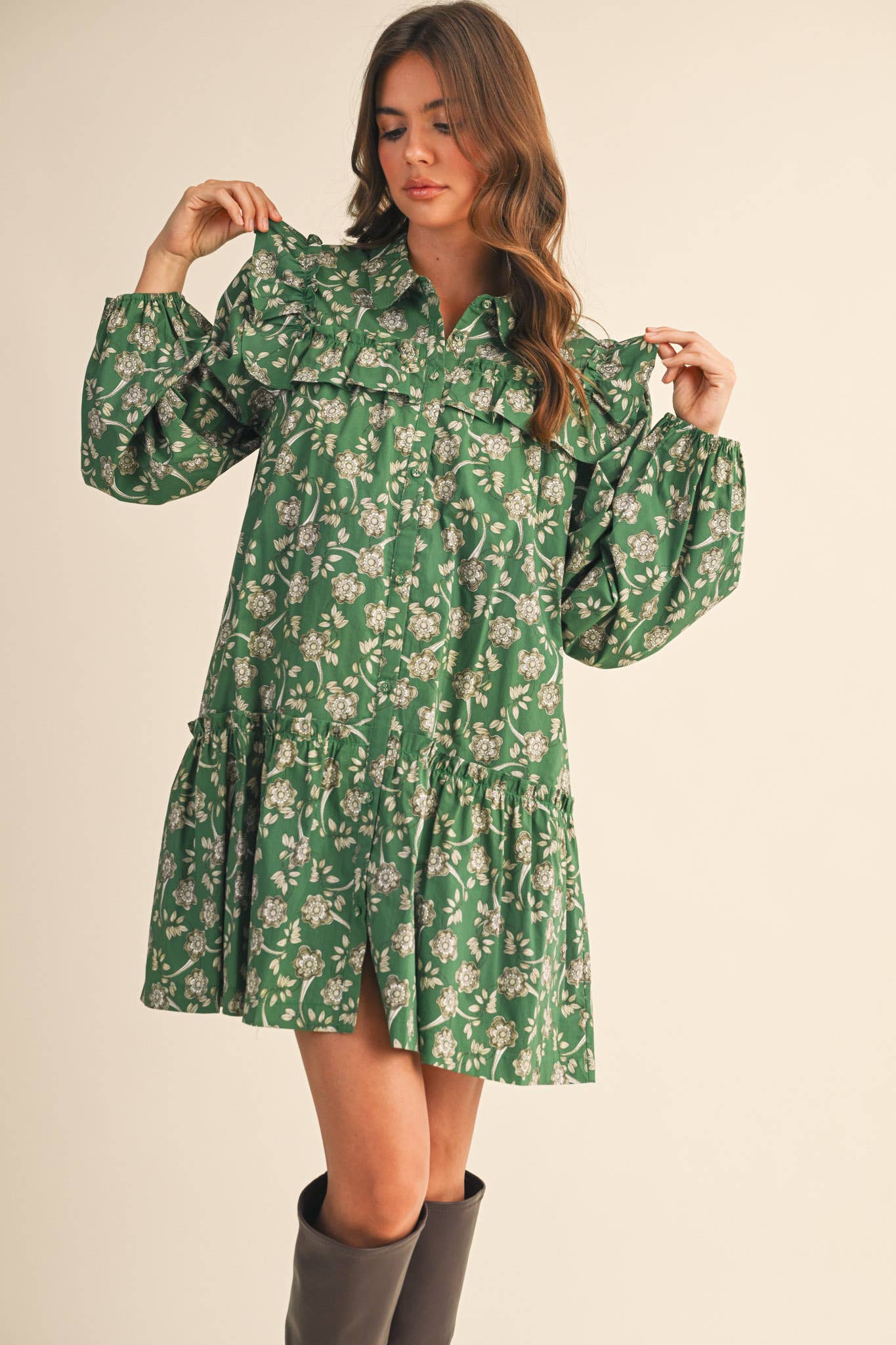 Ruffle Trim Mini Dress