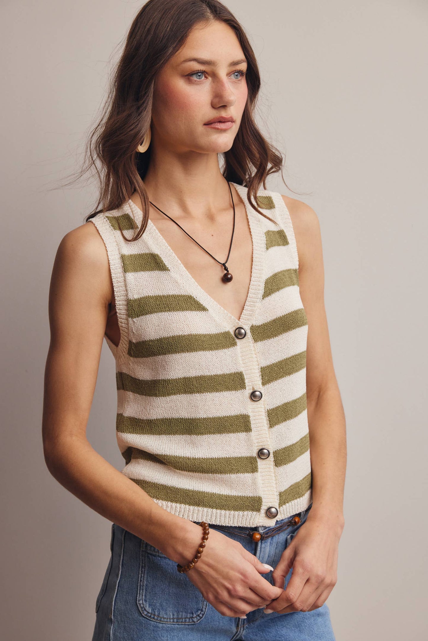 Striped Knit Vest Top
