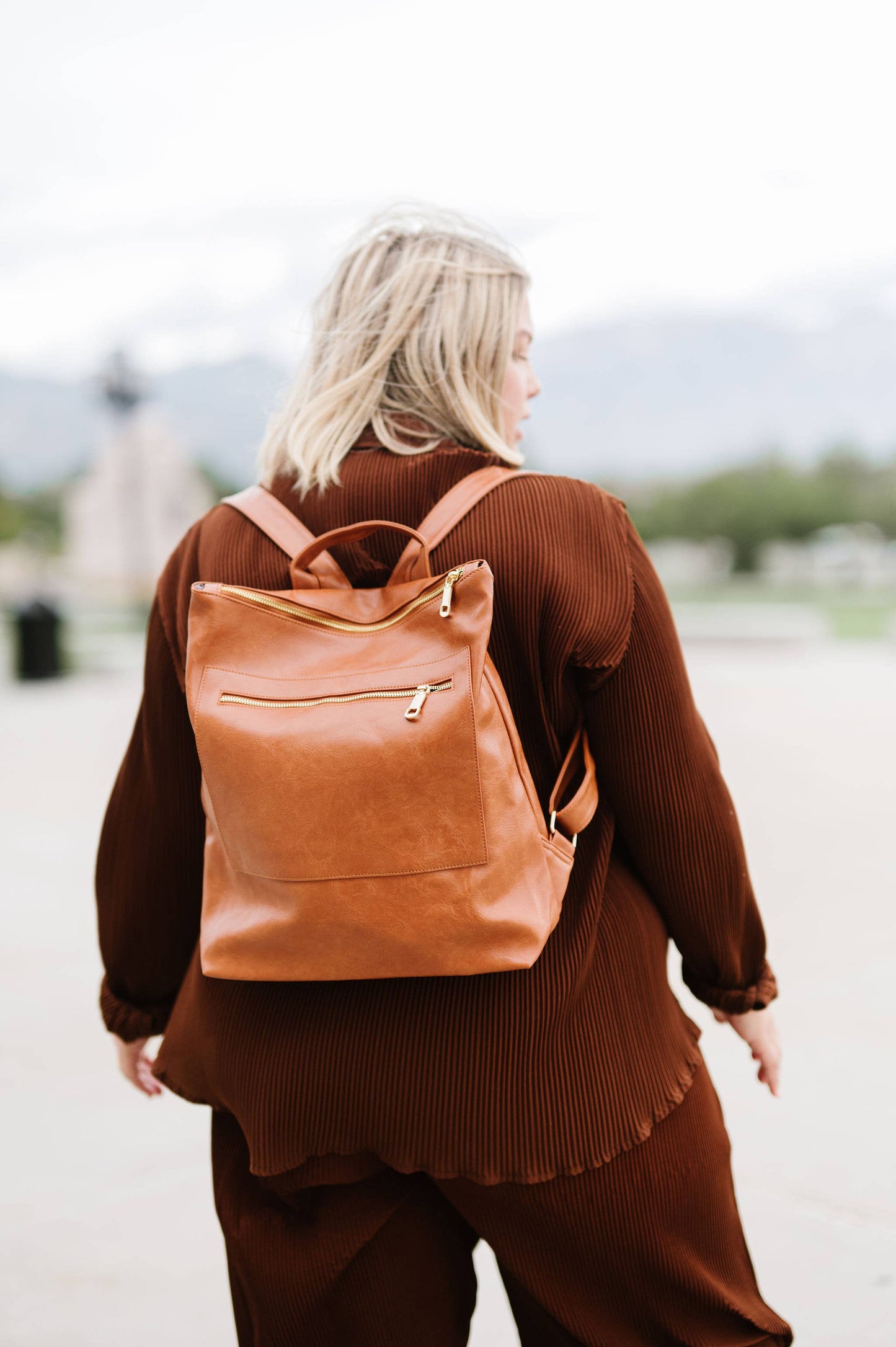 Reese Oversized Camel Backpack