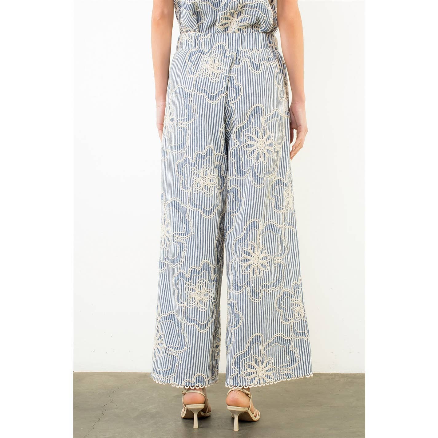 Striped Embroidery Pants