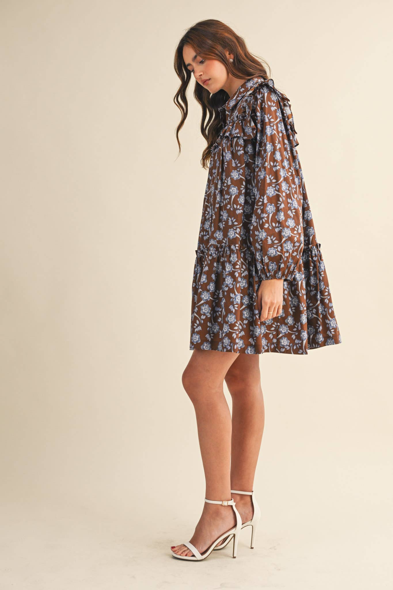 Ruffle Trim Mini Dress