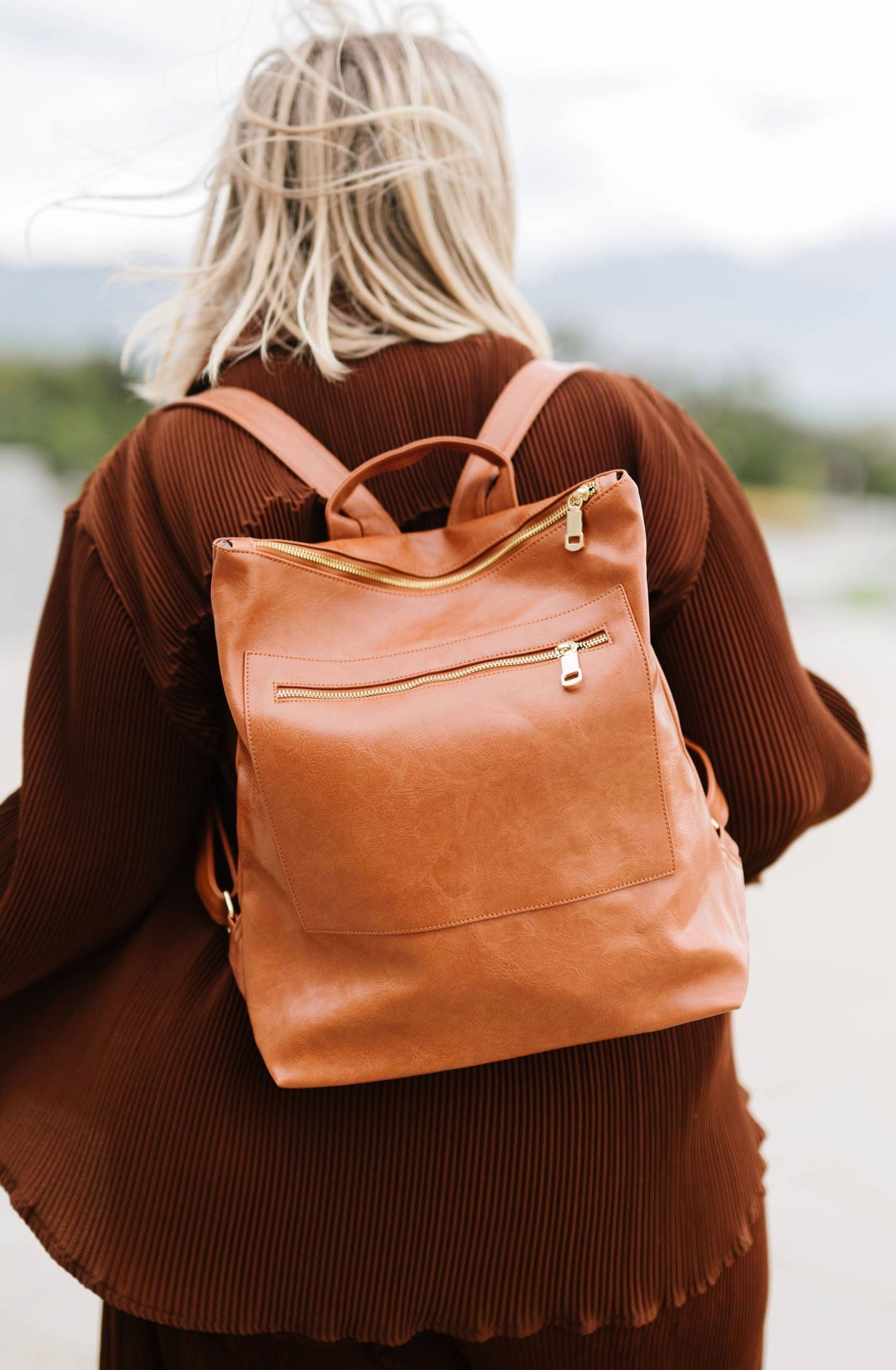 Reese Oversized Camel Backpack
