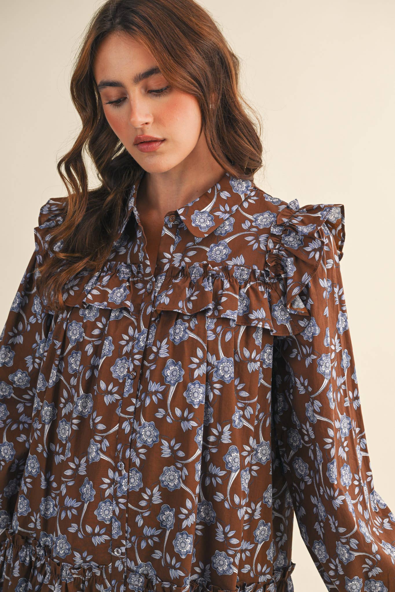 Ruffle Trim Mini Dress