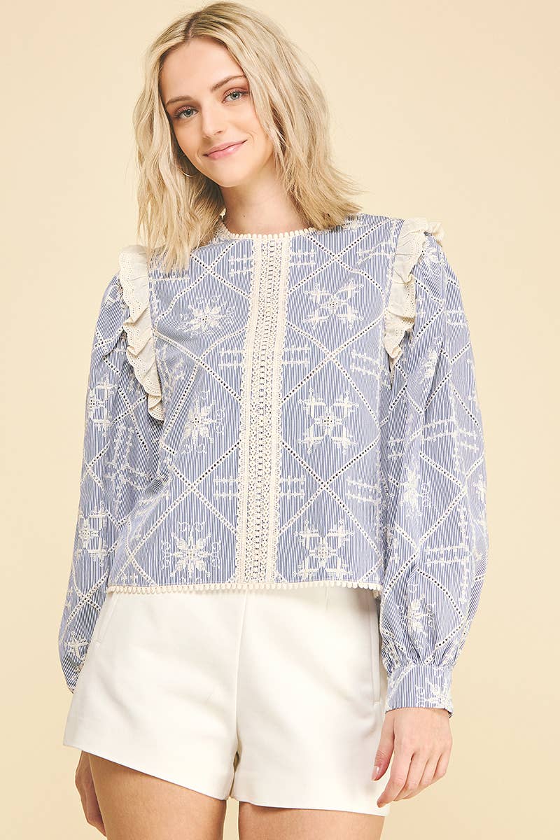 Emma Lace Embroidered Top