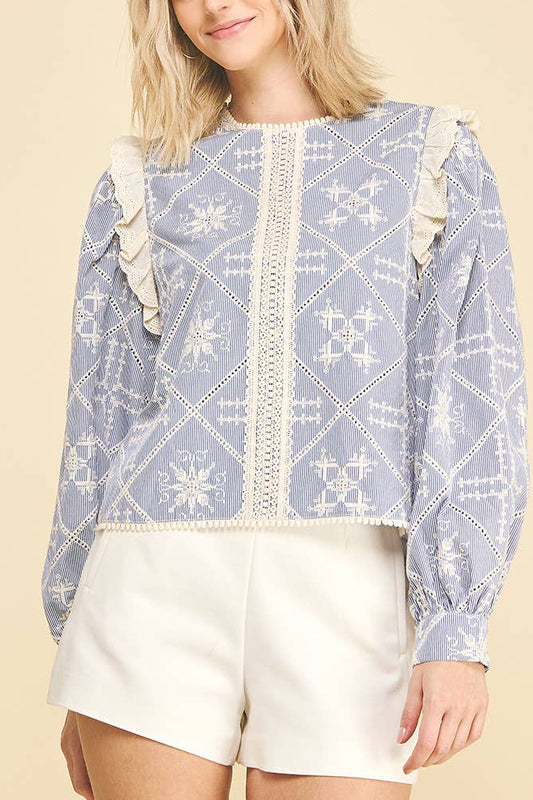 Emma Lace Embroidered Top