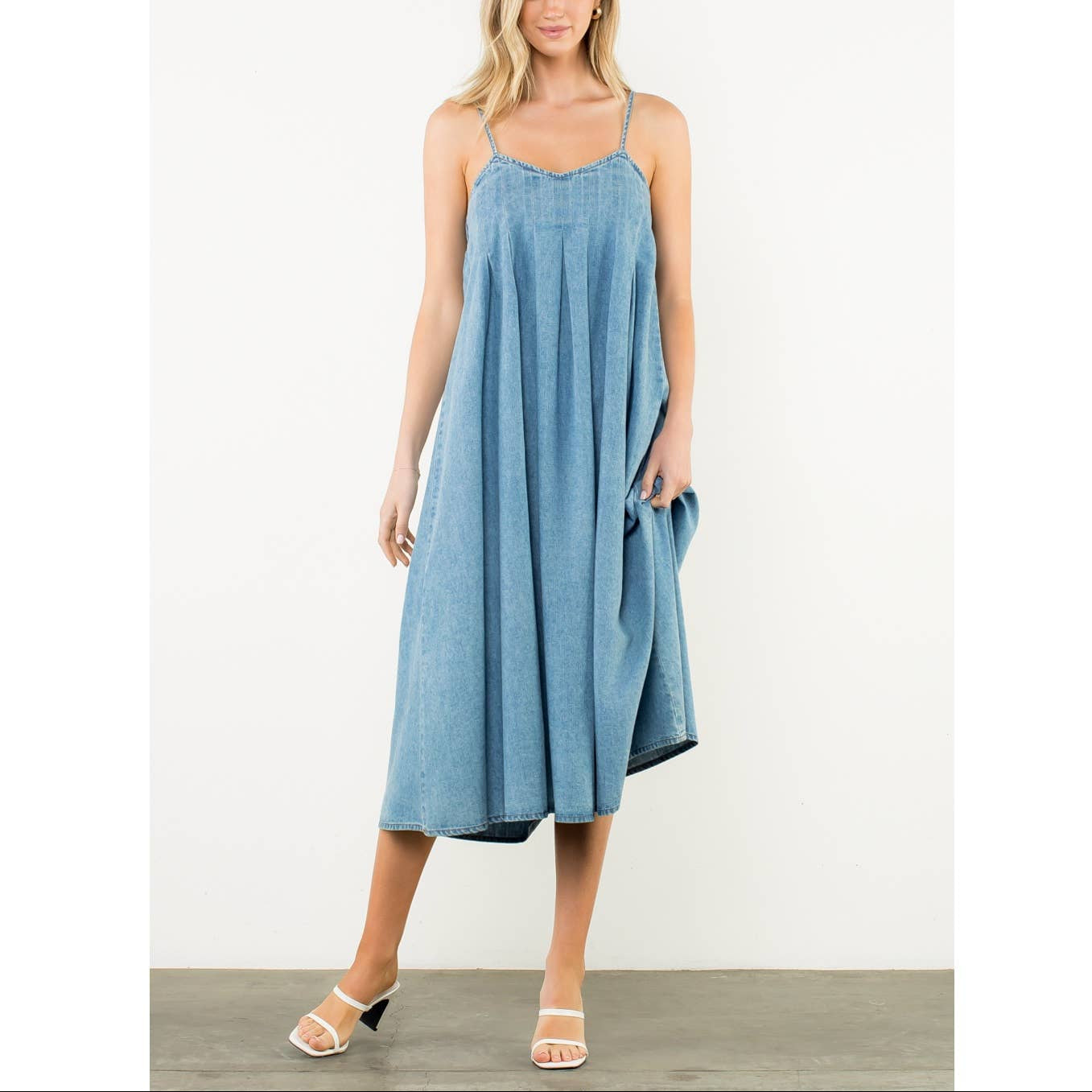 Denim Strap Midi Dress