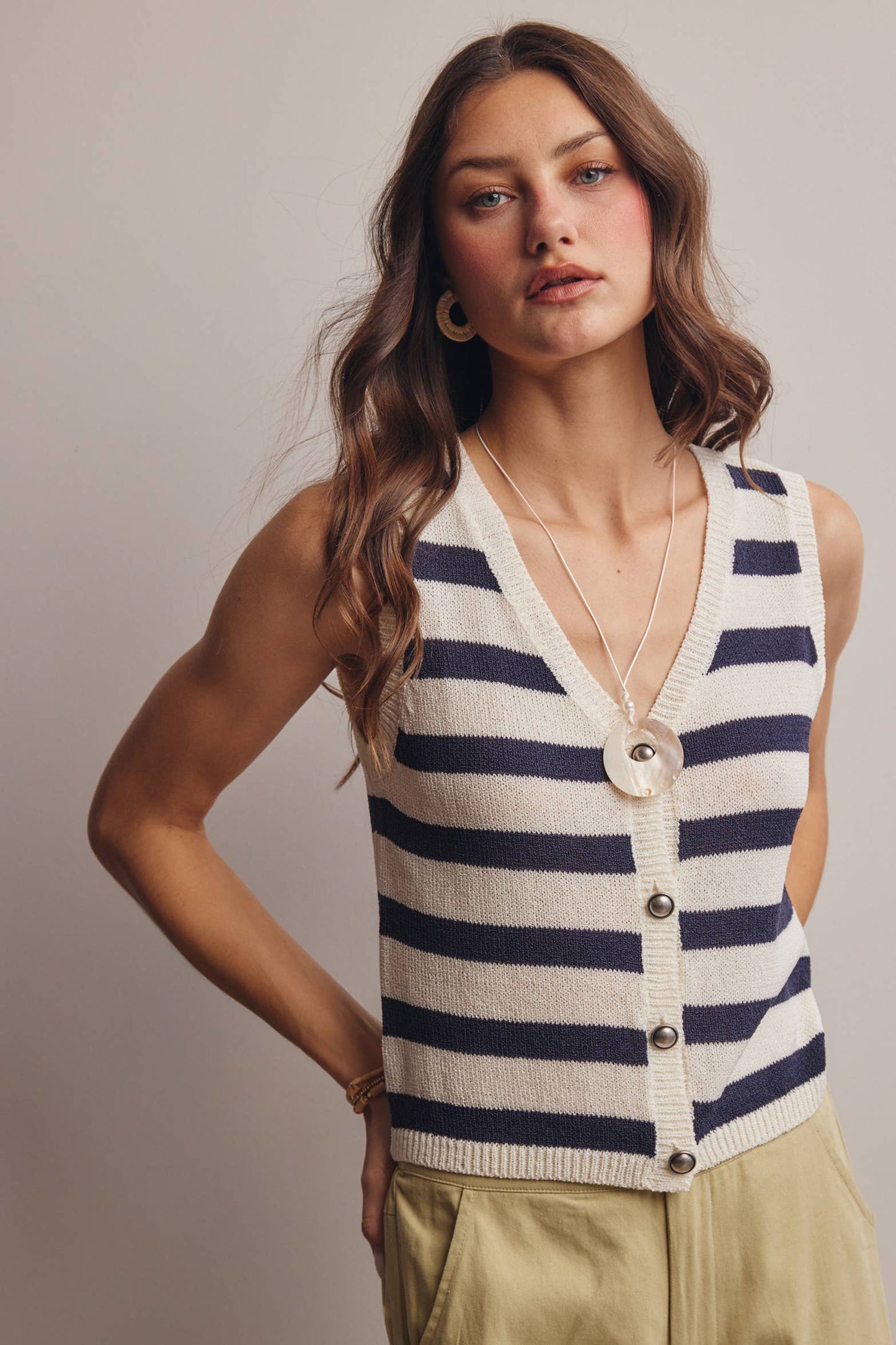 Striped Knit Vest Top