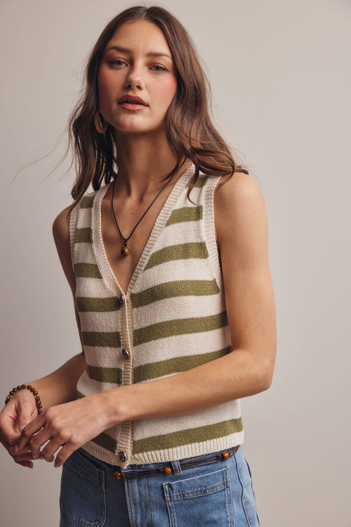 Striped Knit Vest Top