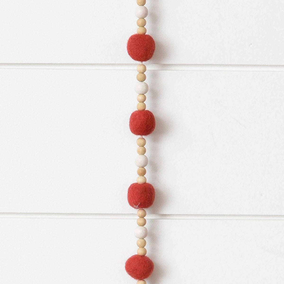 Red Felt And Wood Bead Garland