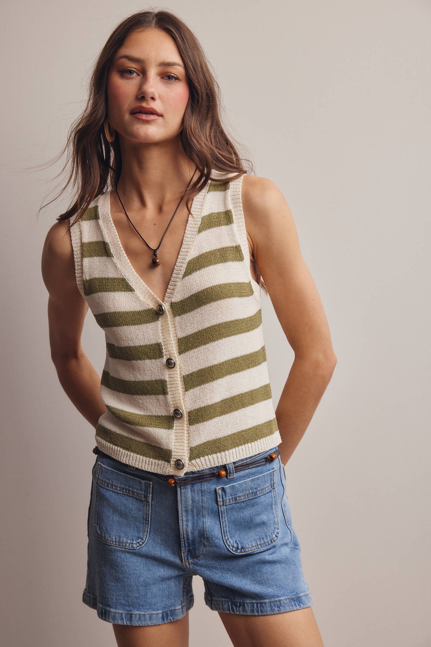 Striped Knit Vest Top