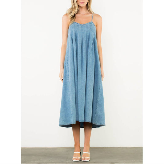 Denim Strap Midi Dress